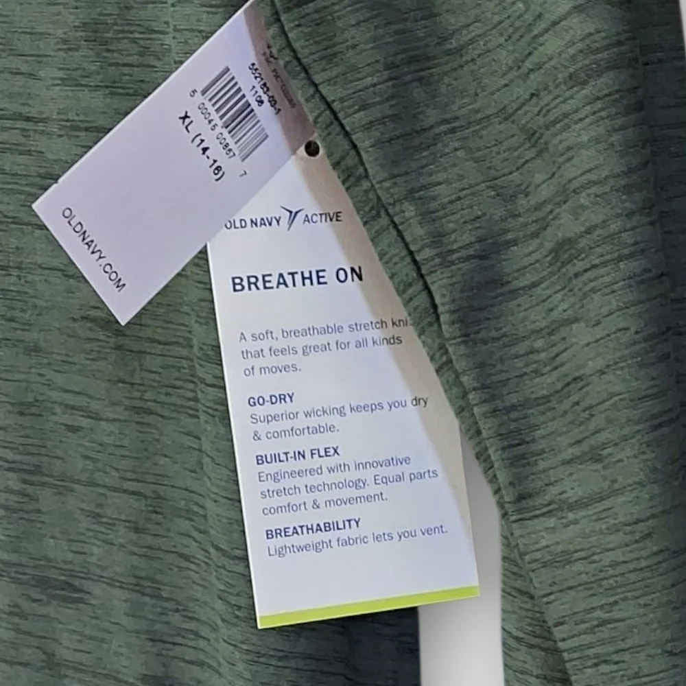 NWT Old Navy Active Heathered Green Long Sleeve Polo ~sz XL(14-16) School